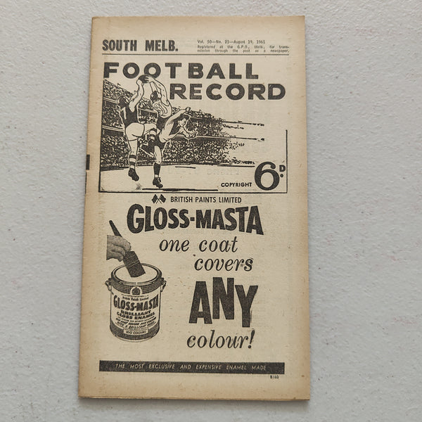 VFL 1961 August 19 South Melbourne v Essendon Football Record