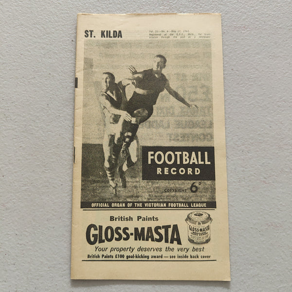 VFL 1962 May 12 St Kilda v Essendon Football Record