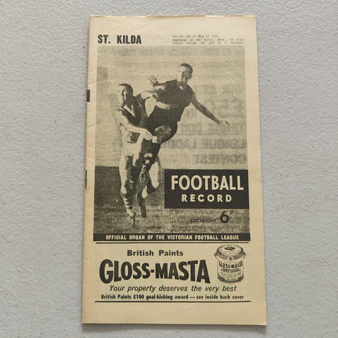 VFL 1962 May 12 St Kilda v Essendon Football Record