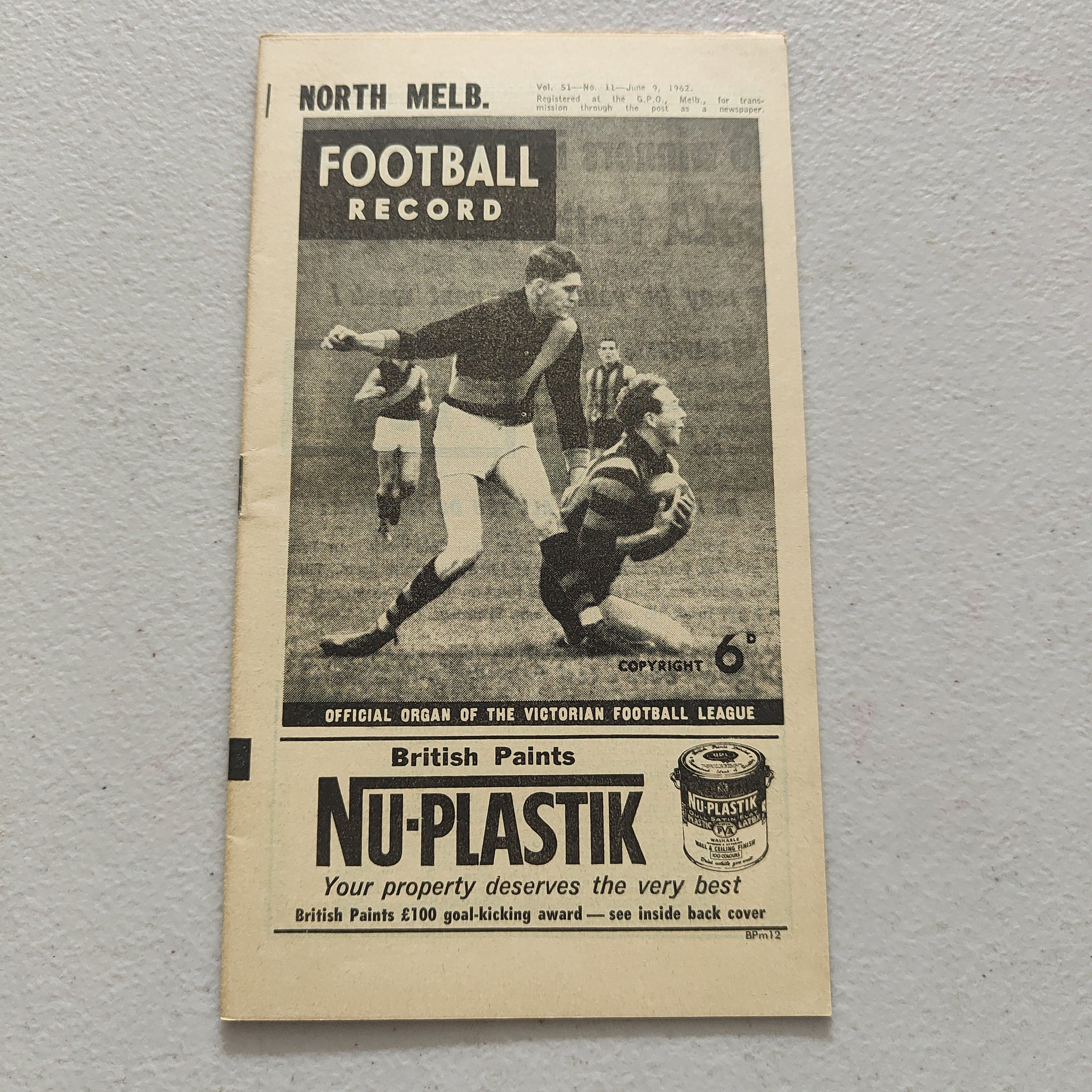 VFL 1962 June 9 North Melbourne v Collingwood Football Record