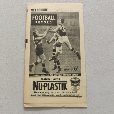 VFL 1962 June 23 Melbourne v St Kilda Football Record