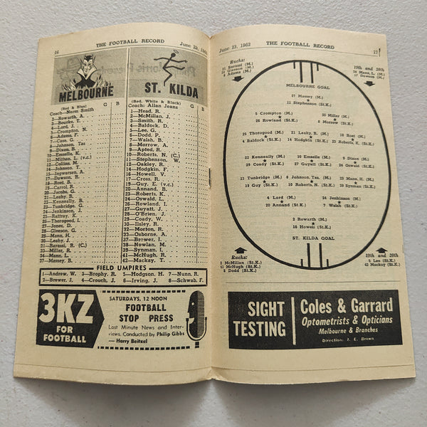 VFL 1962 June 23 Melbourne v St Kilda Football Record