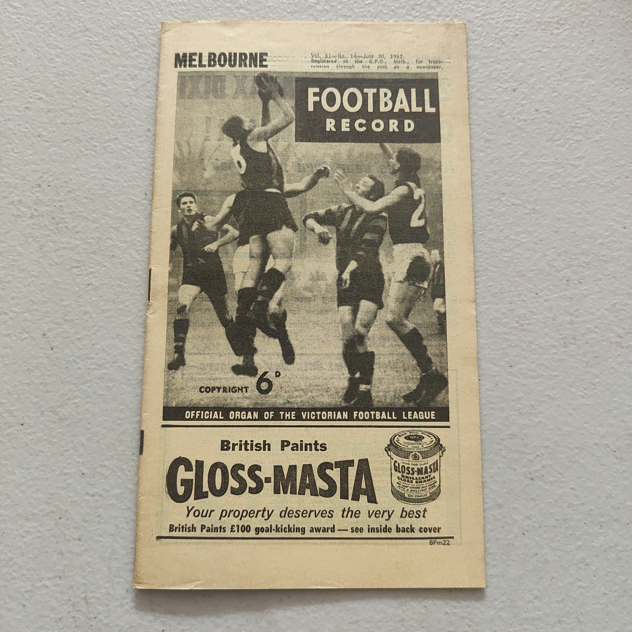 VFL 1962 June 30 Melbourne v Essendon Football Record