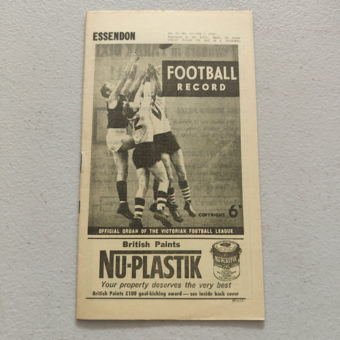 VFL 1962 July 7 Essendon v Collingwood Football Record