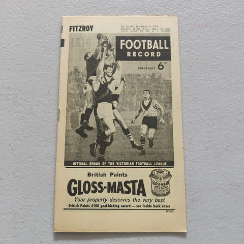 VFL 1962 August 11 Fitzroy v South Melbourne Football Record