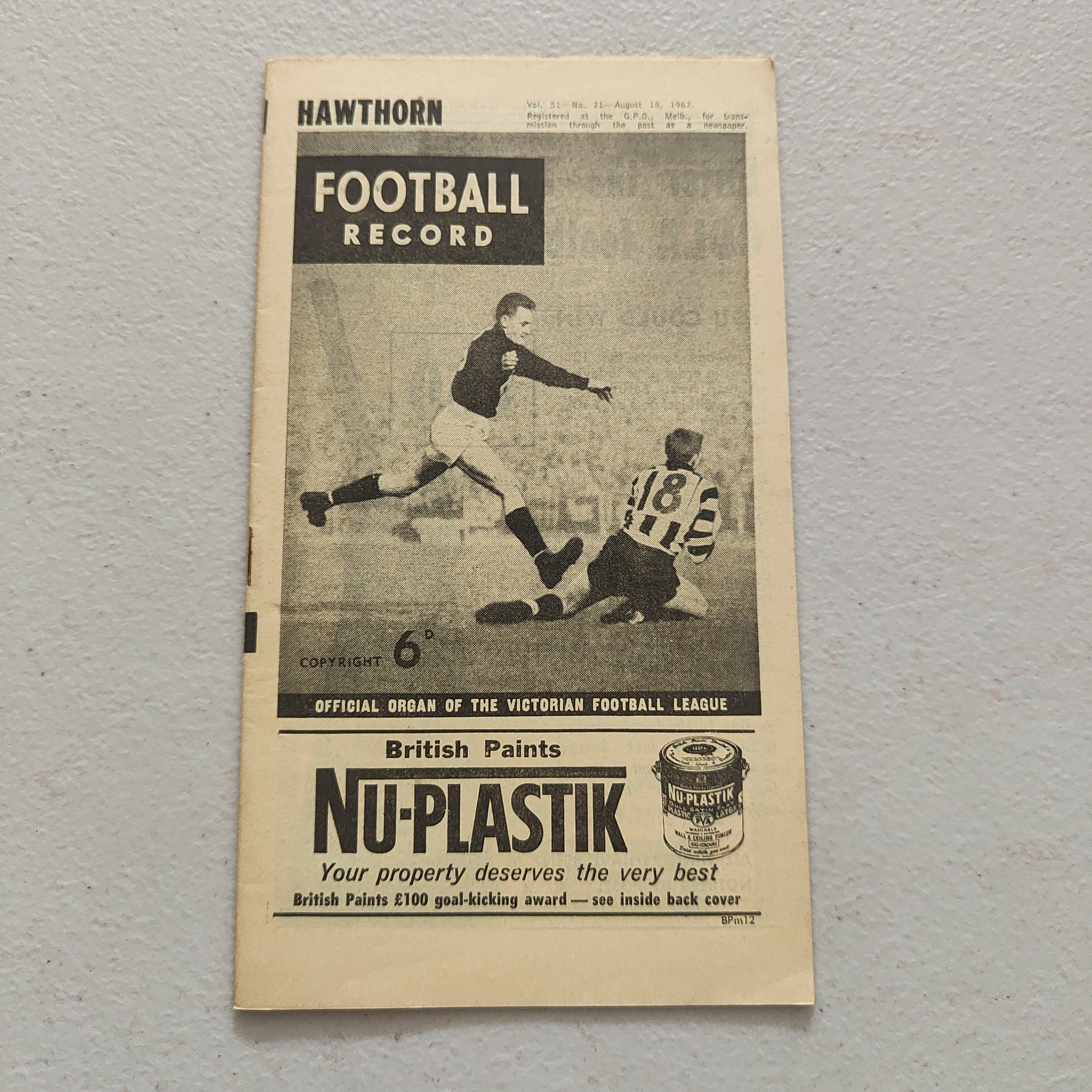 VFL 1962 August 18 Hawthorn v Fitzroy Football Record