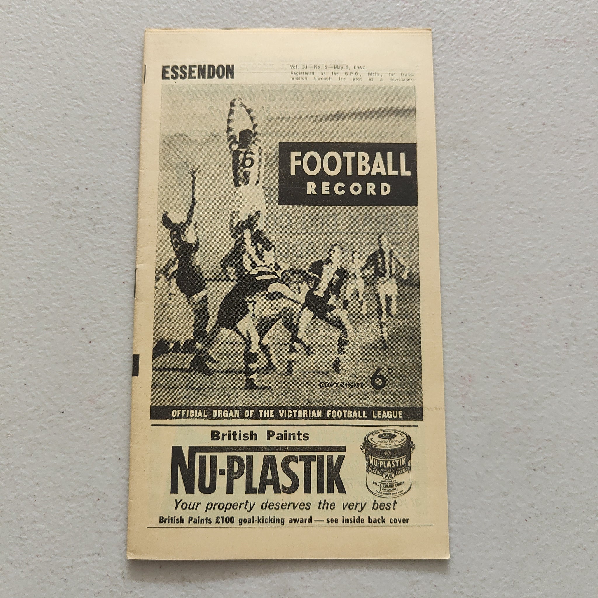 VFL 1962 May 5 Essendon v Richmond Football Record