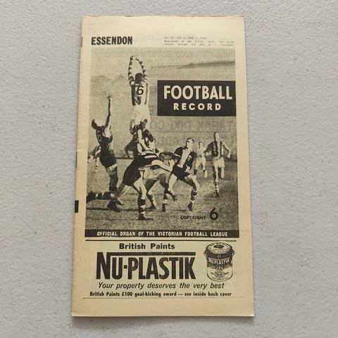 VFL 1962 May 5 Essendon v Richmond Football Record