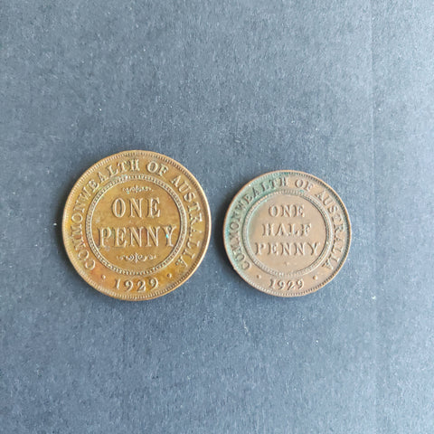 Australia 1929 Pre Decimal 2 Coin Set