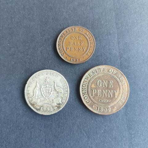 Australia 1932 Pre Decimal 3 Coin Set IDEAL BIRTHDAY GIFT