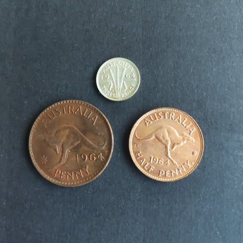 Australia 1964 Pre Decimal 3 Coin Set IDEAL BIRTHDAY GIFT