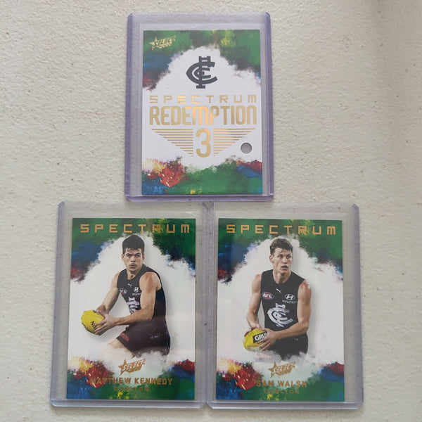 2022 AFL Select Footy Stars Spectrum Redemption 3 Carlton 122/125 Matthew Kennedy Sam Walsh