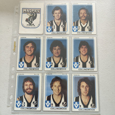1981 Scanlens Collingwood Magpies Team Set Including Peter Daicos Rookie Card