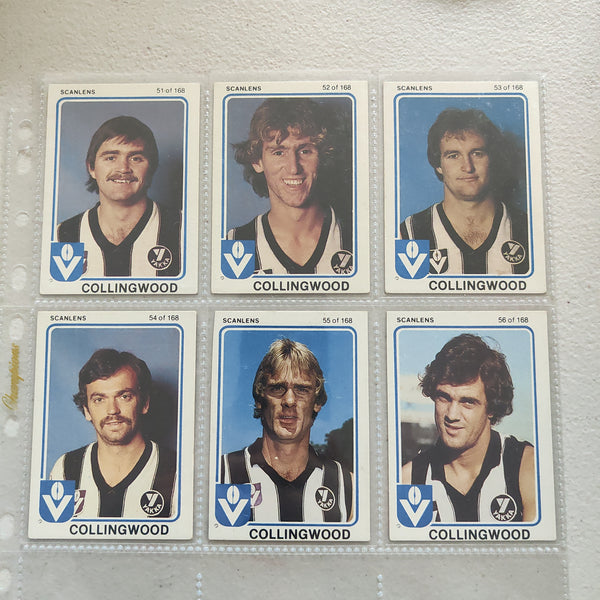 1981 Scanlens Collingwood Magpies Team Set Including Peter Daicos Rookie Card