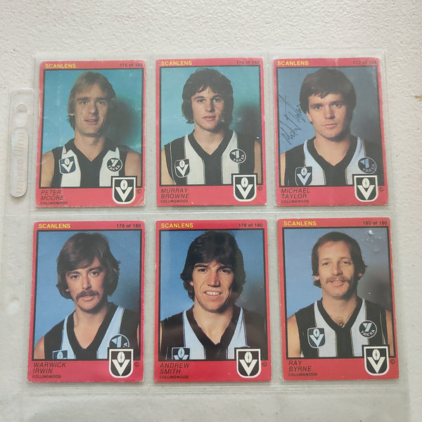 1982 Scanlens Collingwood Magpies Team Set of 15 Cards Inc Hand Signed Michael Taylor Card