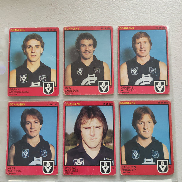 1982 Scanlens VFL Carlton Blues Team Set of 15 Cards
