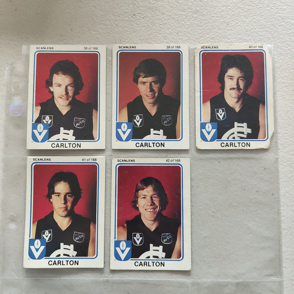 1981 Scanlens VFL Carlton Blues Team Set of 14 Cards