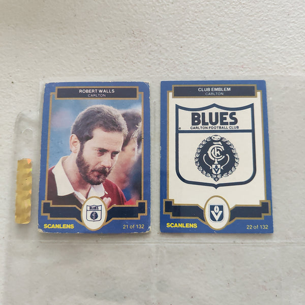 1986 Scanlens VFL Carlton Blues Incomplete Team Set of 10 Cards