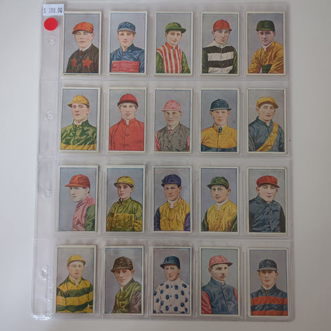 1921 J. J. Schuh Jockeys Horse Racing Unnumbered Complete Set 30 Cigarette Cards