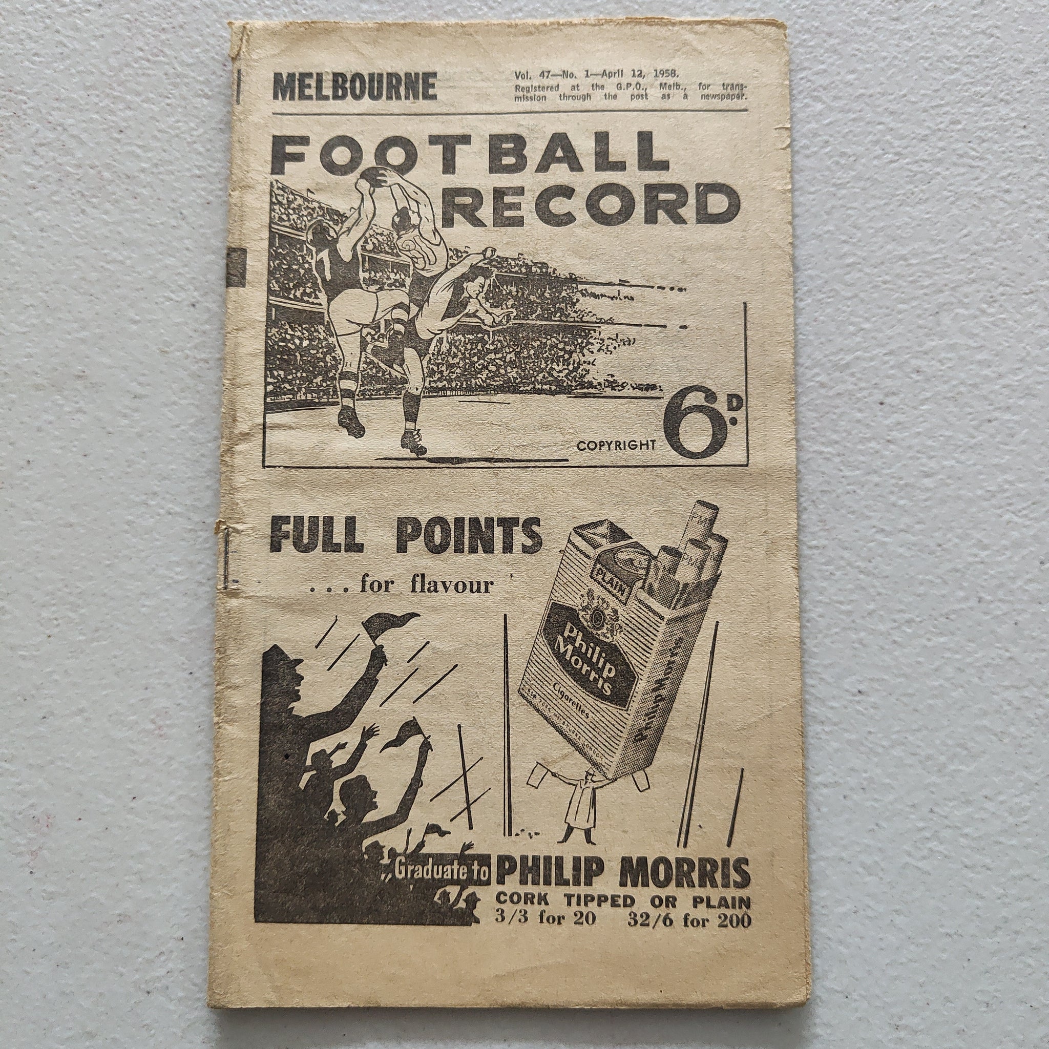 VFL 1958 April 12 Melbourne V Carlton Football Record – Shields Stamps ...