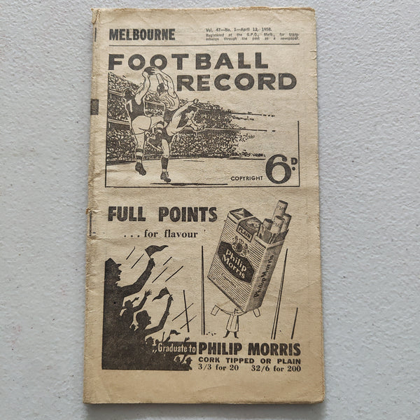 VFL 1958 April 12 Melbourne v Carlton Football Record