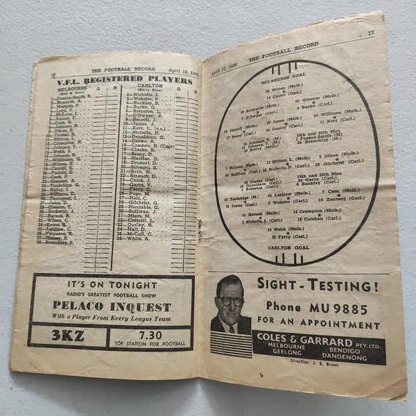 VFL 1958 April 12 Melbourne v Carlton Football Record