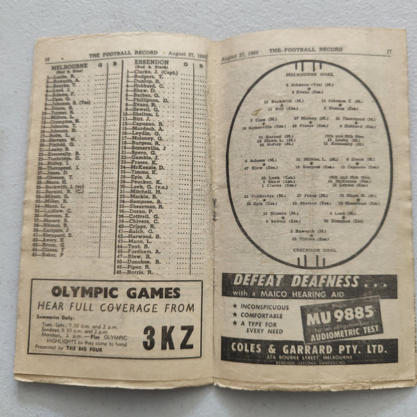VFL 1960 August 27 Melbourne v Essendon Football Record