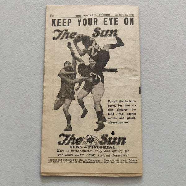 VFL 1960 August 27 Melbourne v Essendon Football Record