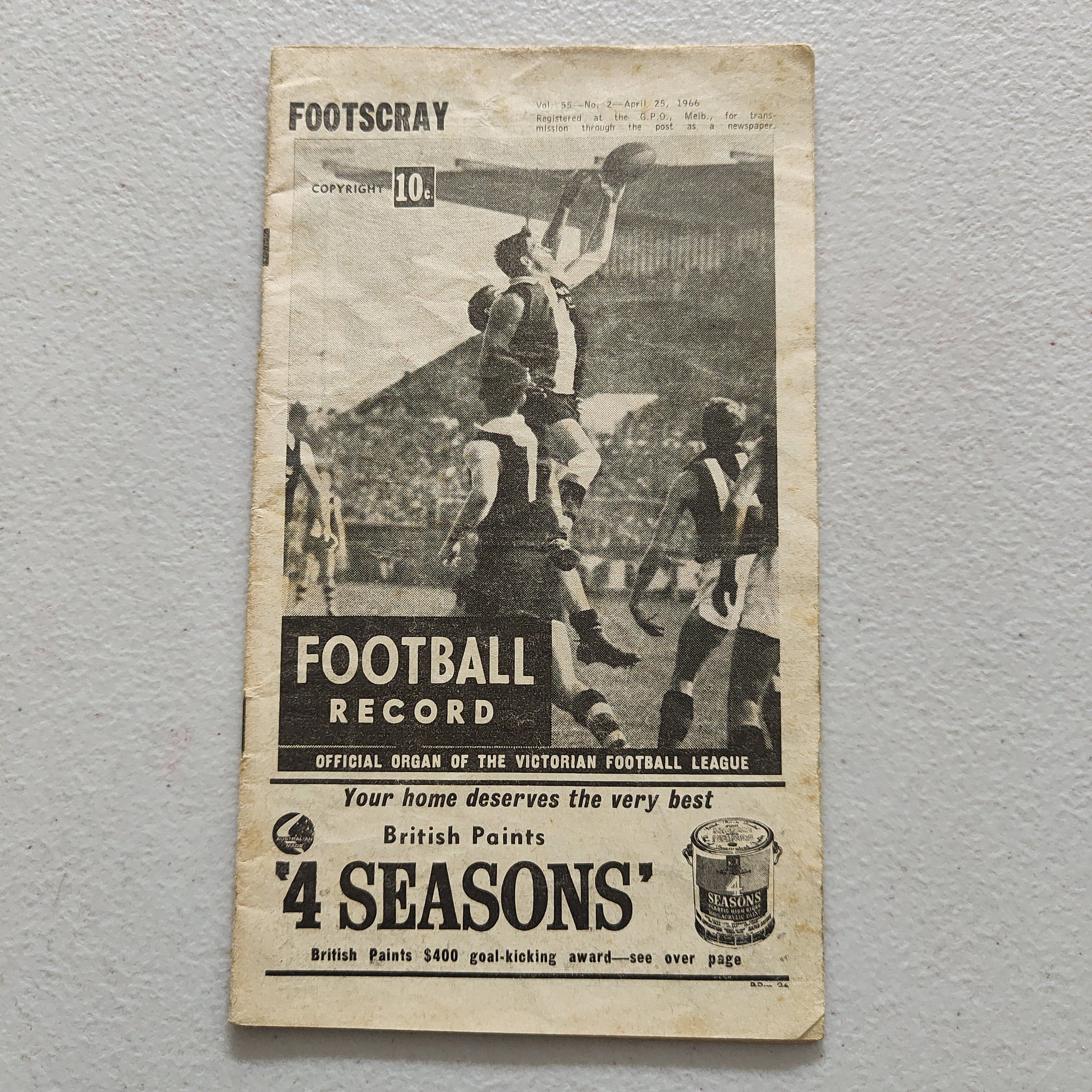 VFL 1966 April 25 Footscray v North Melbourne Football Record