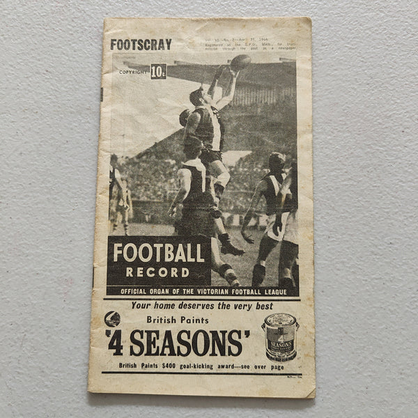 VFL 1966 April 25 Footscray v North Melbourne Football Record