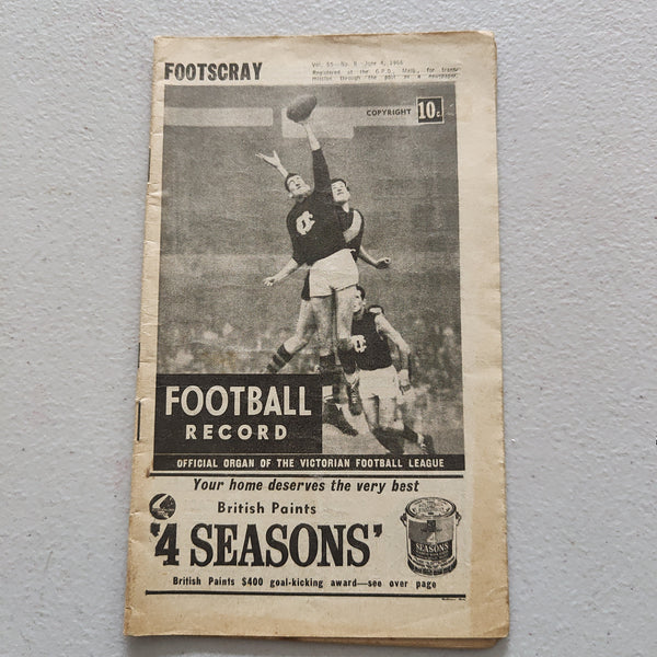 VFL 1966 June 4 Footscray v Collingwood Football Record