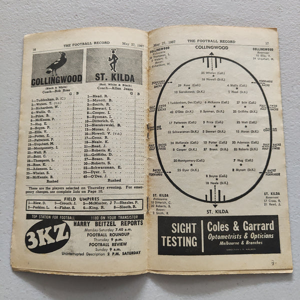 VFL 1967 May 27 Collingwood v St Kilda Football Record