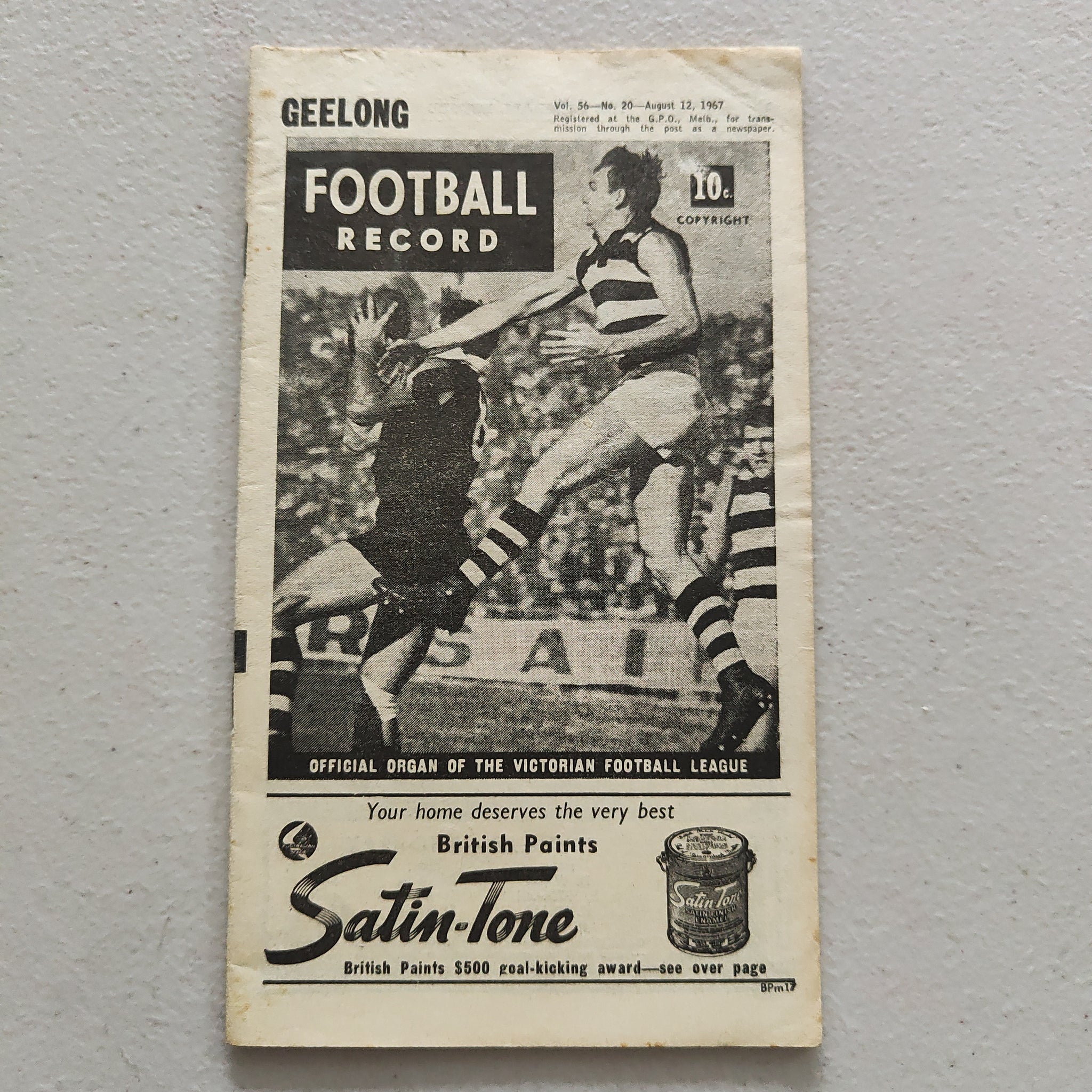 VFL 1967 August 12 Geelong v Essendon Football Record