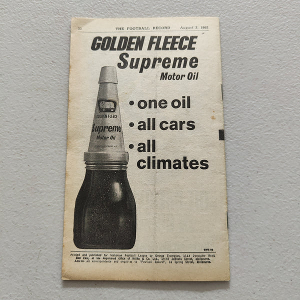 VFL 1968 August 3 Richmond v South Melbourne Football Record
