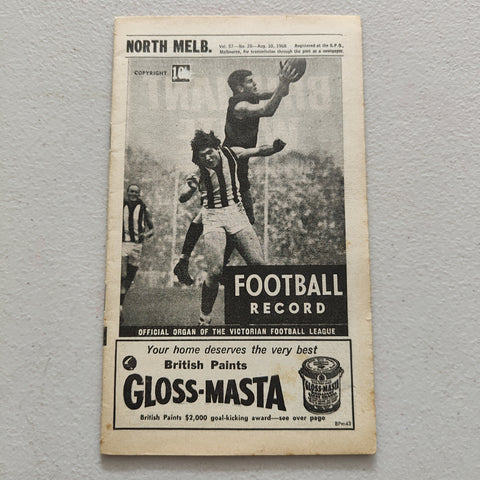 VFL 1968 August 10 North Melbourne v Richmond Football Record