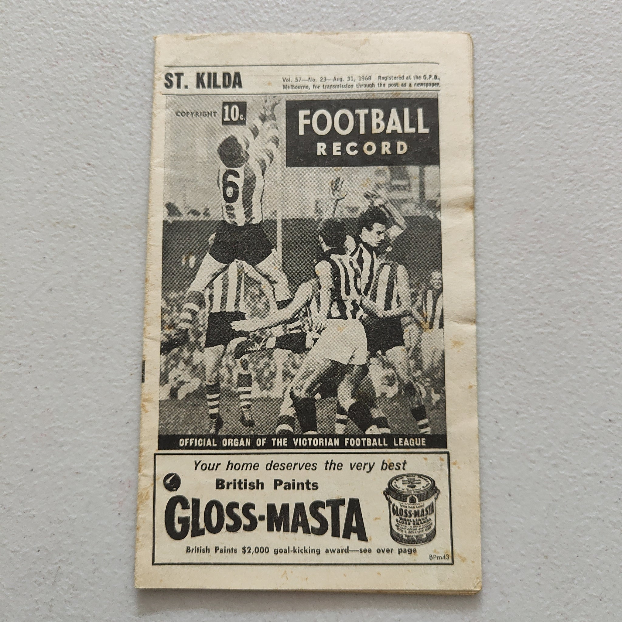 VFL 1968 August 31 St Kilda v Geelong Football Record