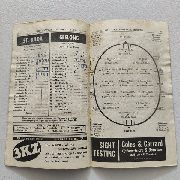 VFL 1968 August 31 St Kilda v Geelong Football Record