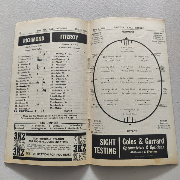 VFL 1969 May 3 Richmond v Fitzroy Football Record