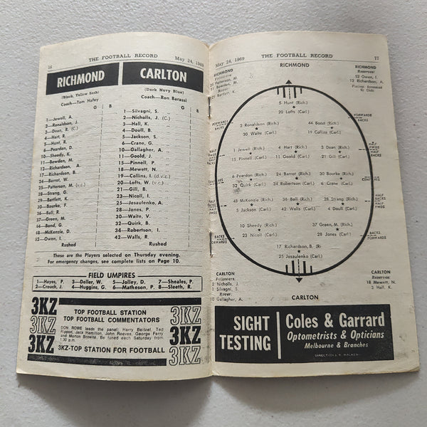 VFL 1969 May 24 Richmond v Carlton Football Record