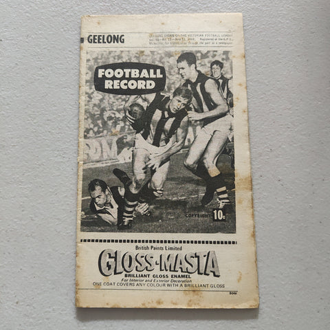 VFL 1969 June 21 Geelong v Richmond Football Record