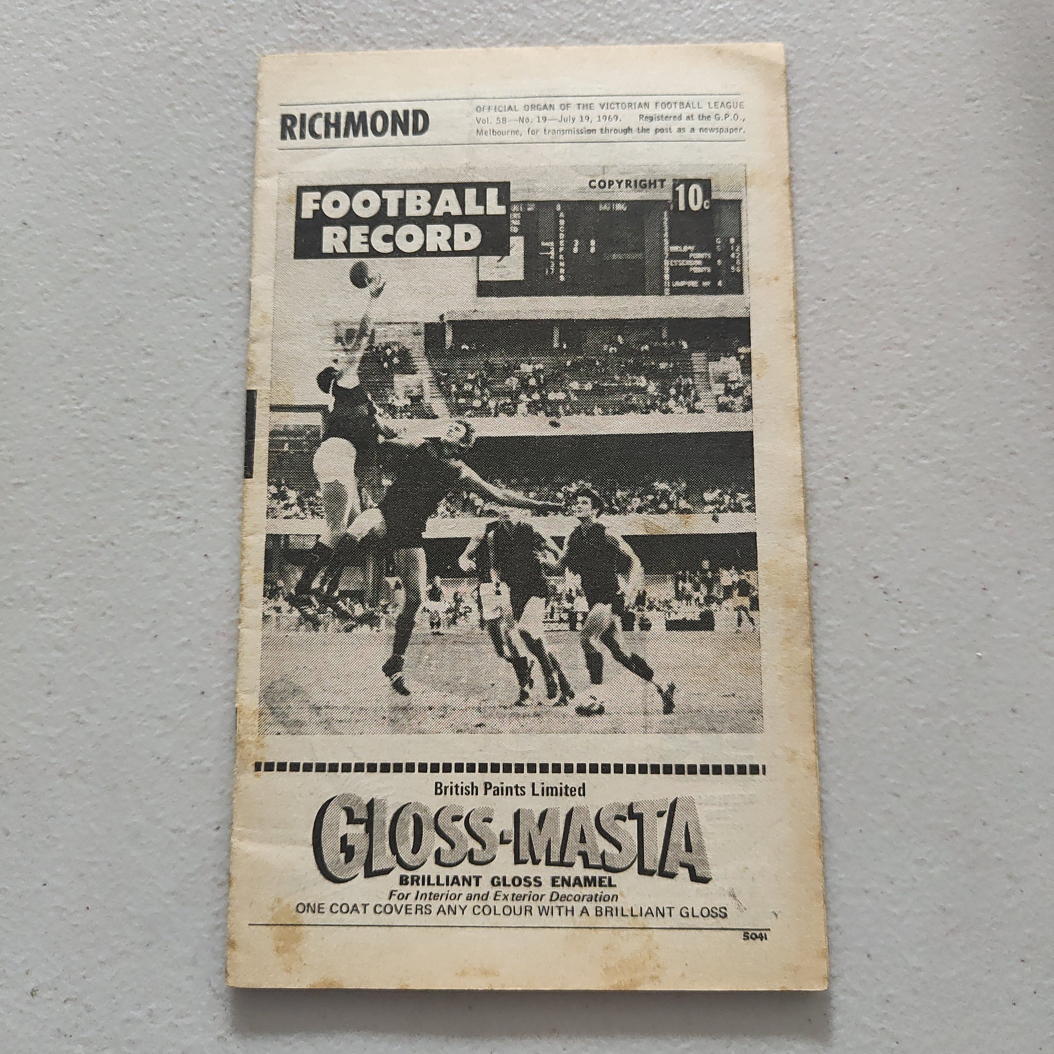 VFL 1969 July 19 Richmond v South Melbourne Football Record