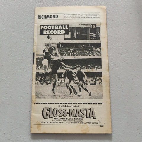 VFL 1969 July 19 Richmond v South Melbourne Football Record