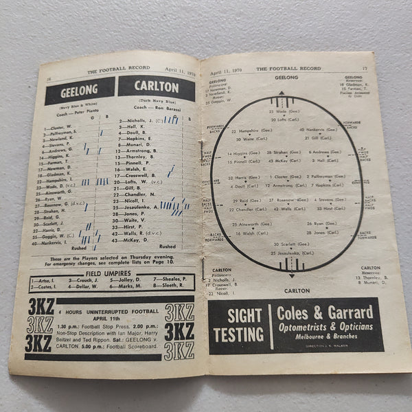 VFL 1970 April 11 Geelong v Carlton Football Record