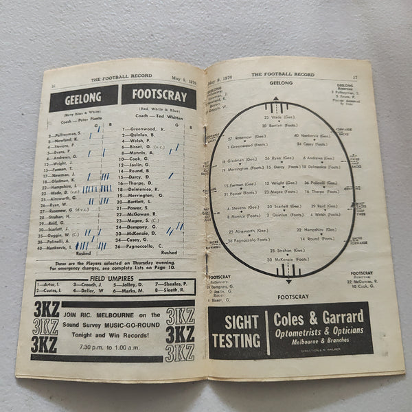 VFL 1970 May 9 Geelong v Footscray Football Record