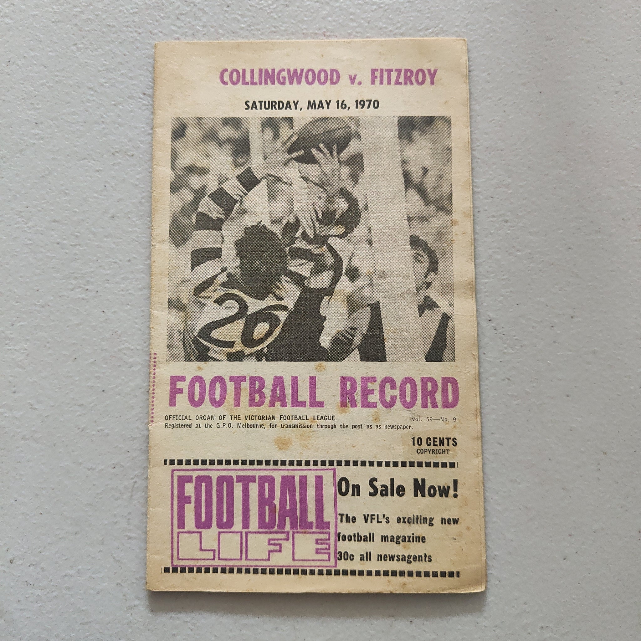 VFL 1970 May 16 Collingwood v Fitzroy Football Record