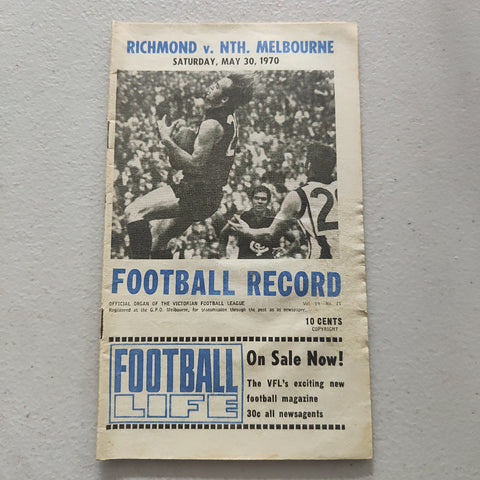 VFL 1970 May 30 Richmond v North Melbourne Football Record