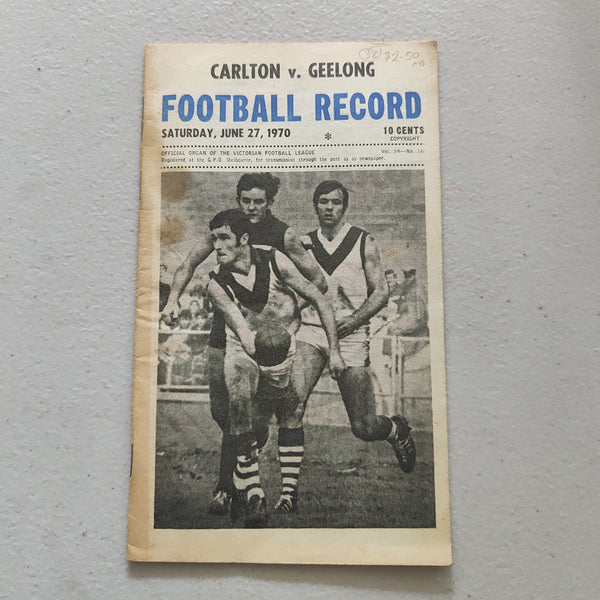 VFL 1970 June 27 Carlton v Geelong Football Record