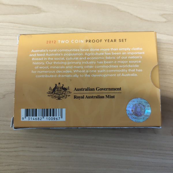 2012 Royal Australian Mint Australian Wheat 2 Coin Proof Set - damaged box