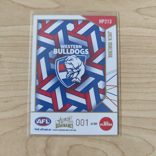 2020 AFL Select Dominance Holographic Parallel Jack Macrae Western Bulldogs LOW NUMBER 001/350