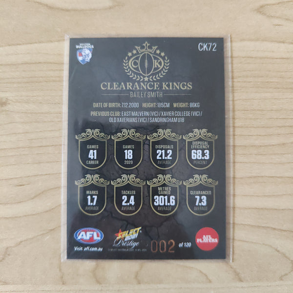 2021 AFL Select Prestige Clearance Kings Bailey Smith LOW NUMBER No.002/120